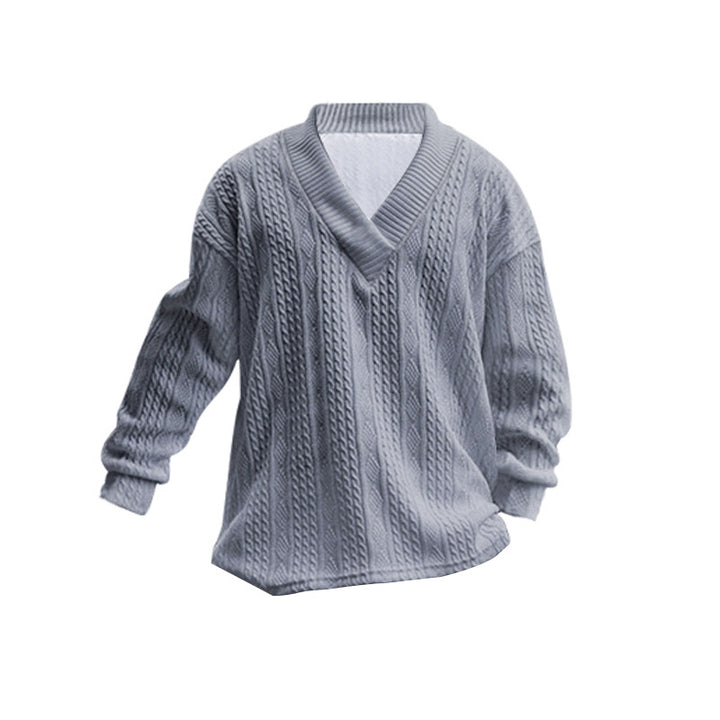 Herren Strickpullover mit V-Ausschnitt und innovativem Kabelstrick-Muster Echoarchiv