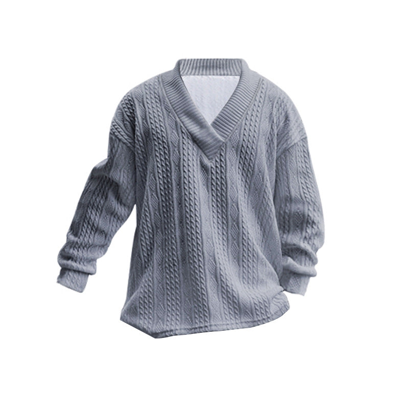 Herren nan Oversize Zopfmuster-Longpullover mit tiefem V-Ausschnitt und passender Strickhose Echo Archiv