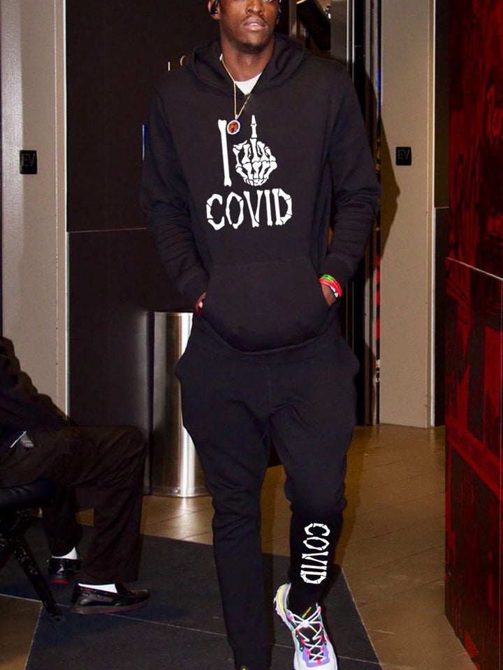 Herren Hoodie und Jogginghose Set mit mutigem Grafikdruck Echoarchiv