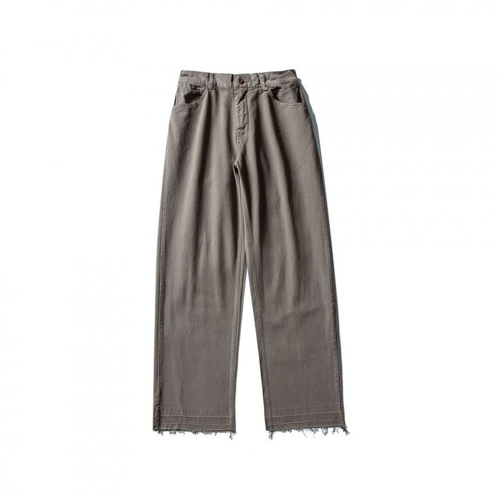 Damen Weite High-Waist Jeanshose mit geradem Bein und rohem Saum Echo Archiv