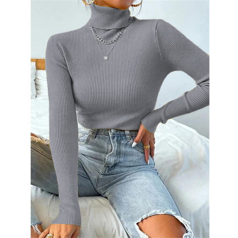 Damen Eleganter Rollkragenpullover mit feiner Rippstruktur Echoarchiv