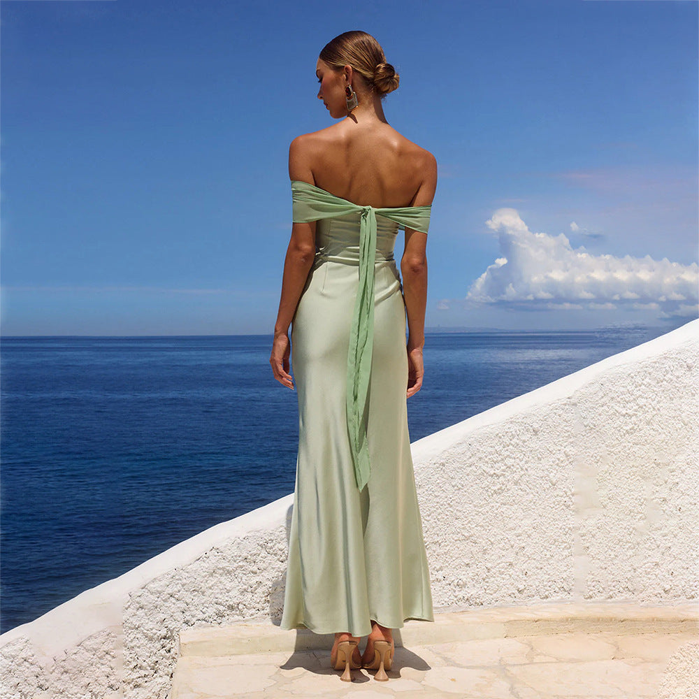 Damen elegantes Maxikleid mit schulterfreiem Design Echo Archiv