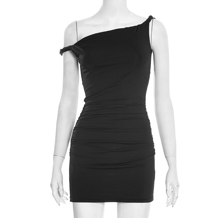 Damen asymmetrisches Minikleid mit elegantem Rüschendetail Echo Archiv