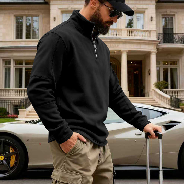 Herren Halbzip-Sweatshirt mit Stehkragen und markanten Nahtdetails – Cavarno