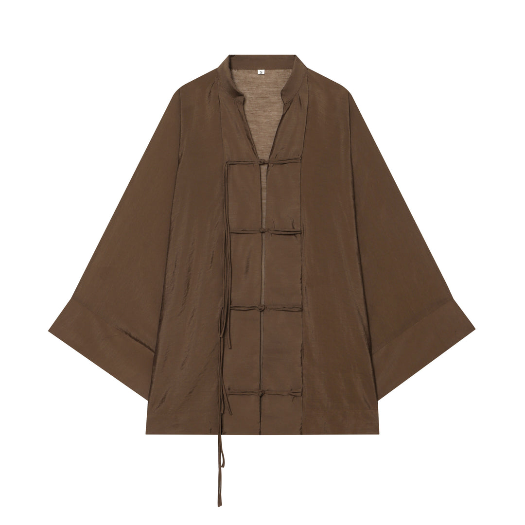Damen Kimono-Capejacke mit Chinaknopfverschluss und langen Quasten Echo Archiv
