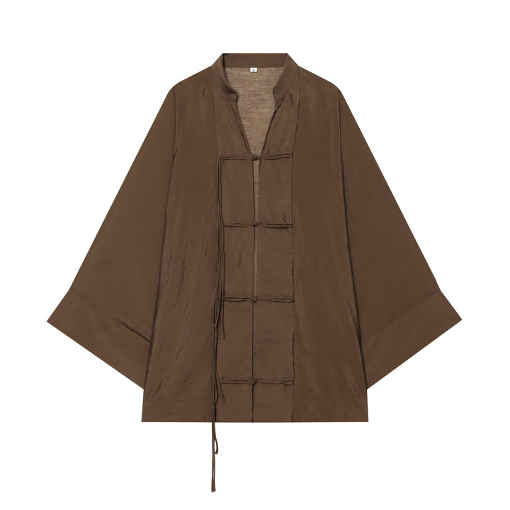Damen Kimono-Capejacke mit Chinaknopfverschluss und langen Quasten Echo Archiv