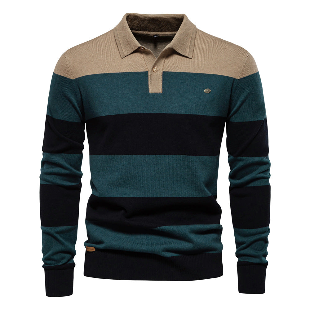 Herren Langarm-Polo-Shirt mit modischem Streifendesign Echoarchiv