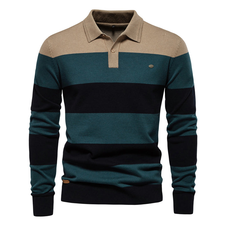 Herren Langarm-Polo-Shirt mit modischem Streifendesign Echoarchiv