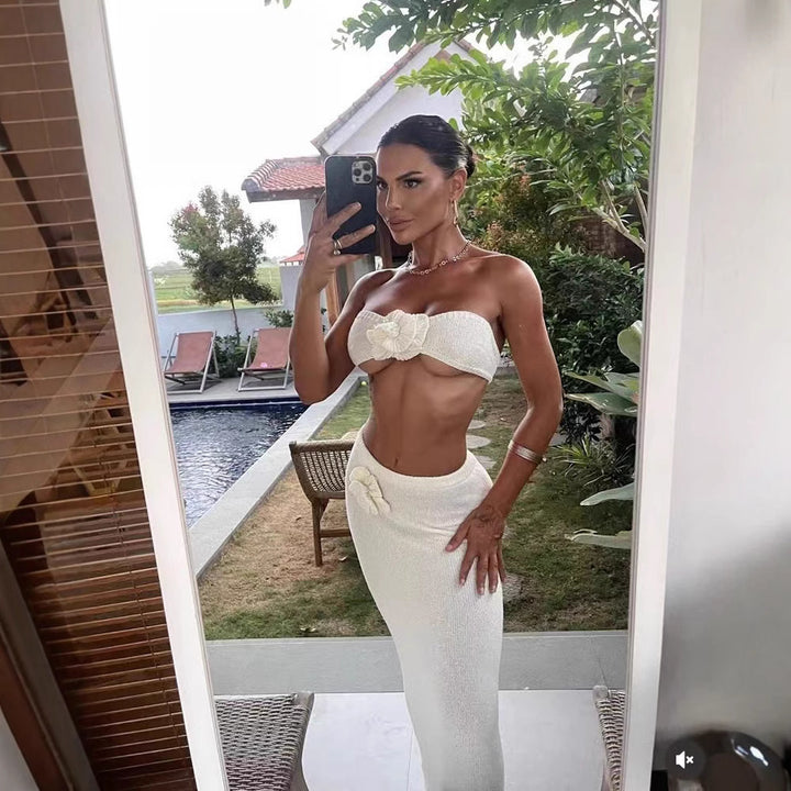 Damen Bandeau-Top und knitted Rock Set Echo Archiv