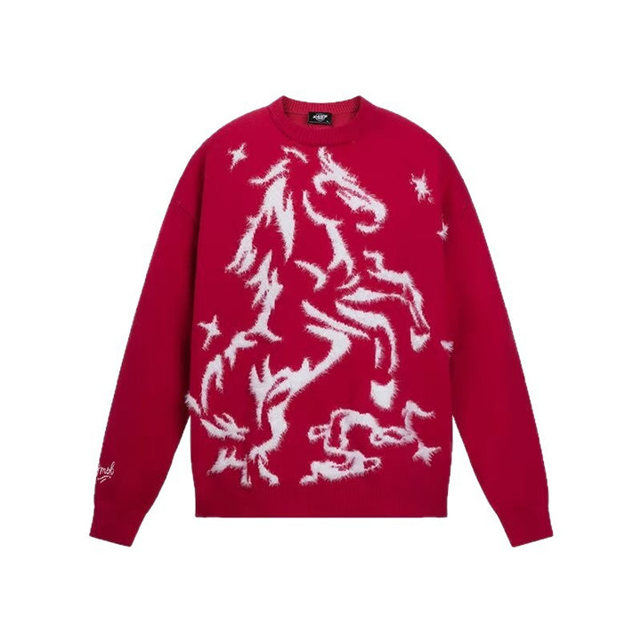 Damen Kuscheliger Oversized Pullover mit Einhornmotiv Echoarchiv