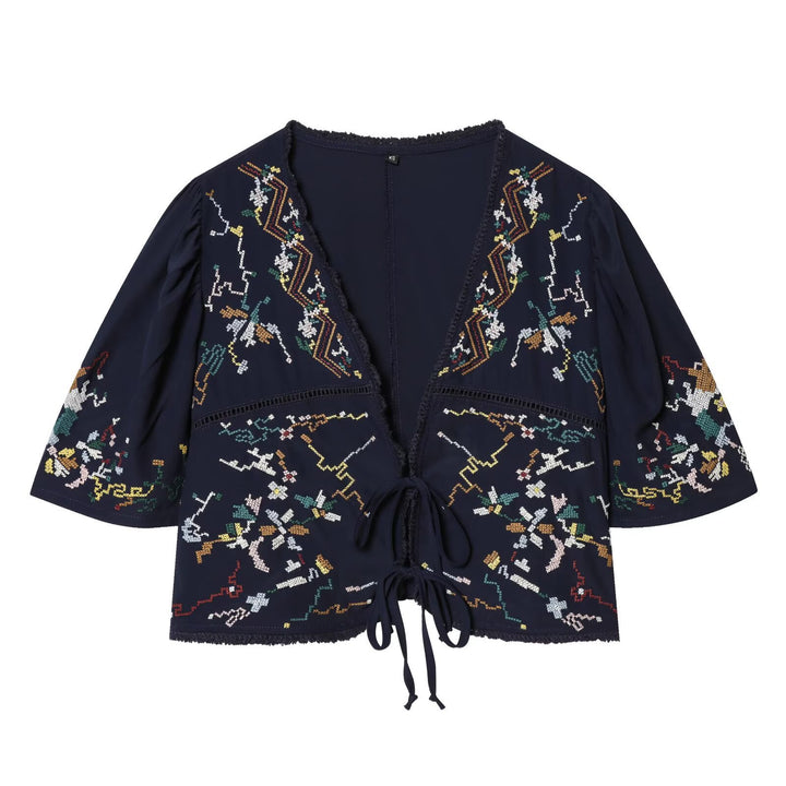 Damen kurze Bluse mit Platz für elegantes Binden Echo Archiv