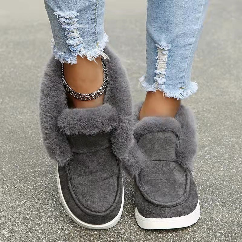 Damen Gefütterte Kurzstiefel‑Hausschuhe mit Kunstfellrand und leichter Gummisohle – Lioré