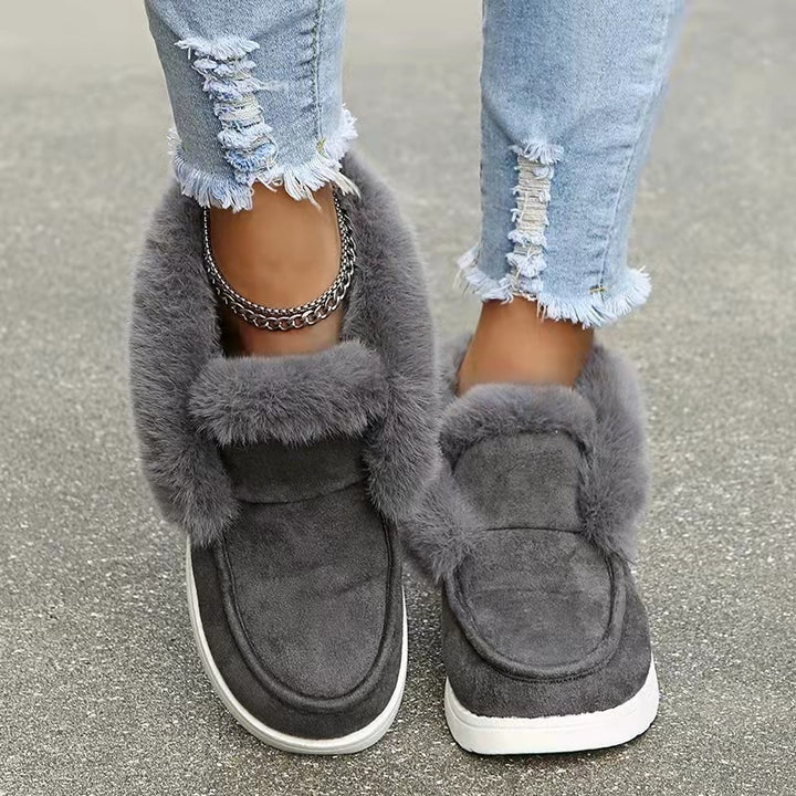 Damen Gefütterte Kurzstiefel‑Hausschuhe mit Kunstfellrand und leichter Gummisohle – Lioré