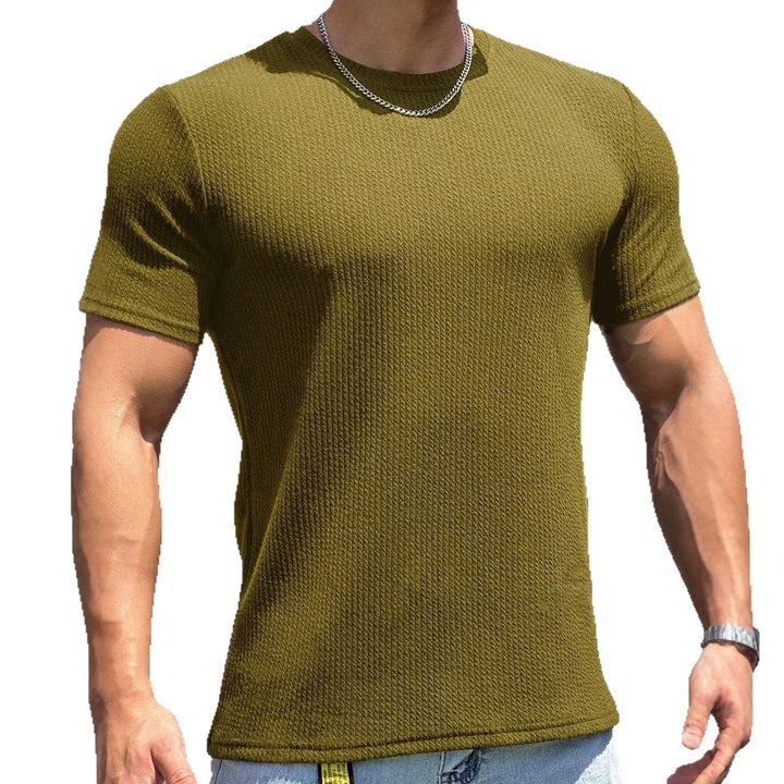 Herren strukturiertes T-Shirt in schlanker Passform mit Rundhalsausschnitt – Marzano