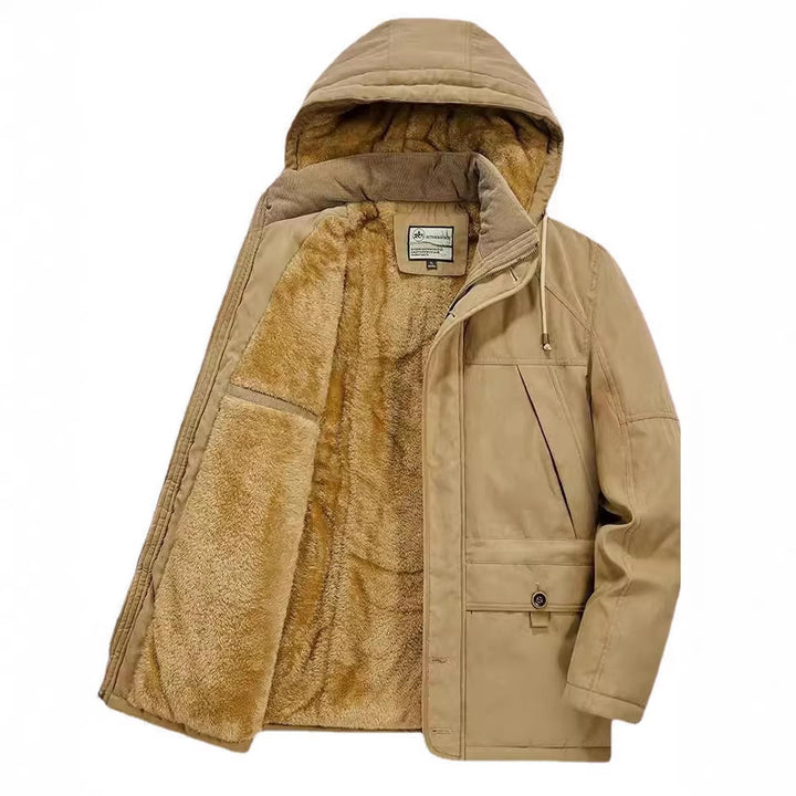 Herren Isolierter Langparka mit Teddyfutter, Kapuze und verdeckten Taschen – Montevé