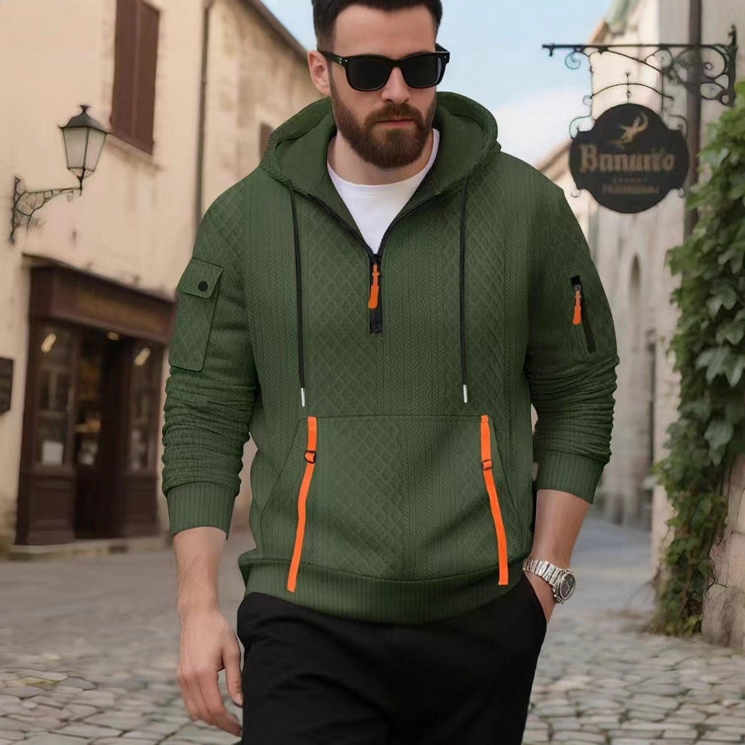 Herren stylischer Kapuzenpullover mit modernen Reißverschlusstaschen Echoarchiv