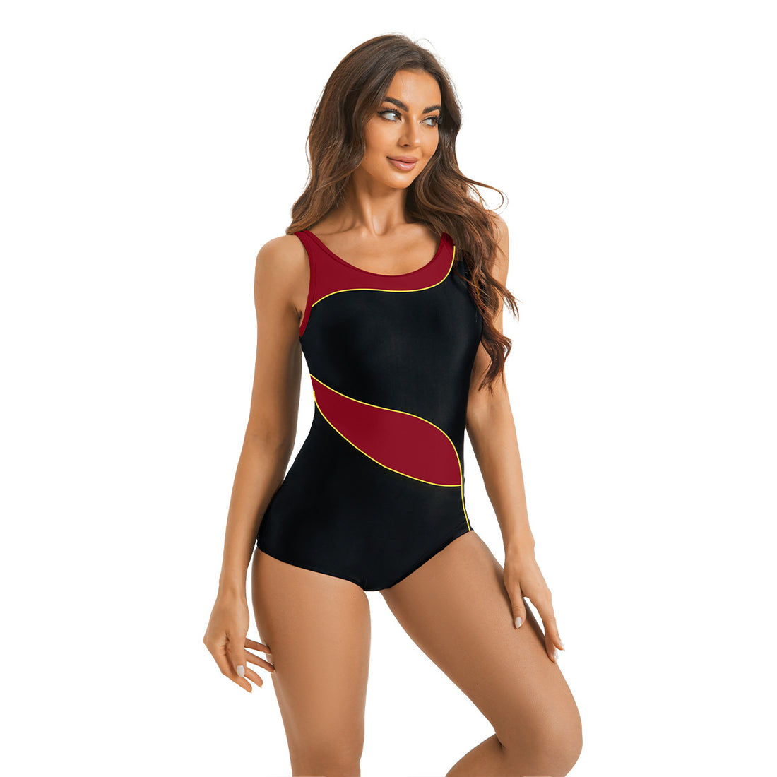 Damen Sportlicher Einteiler Badeanzug mit dynamischem Muster – Maréssa