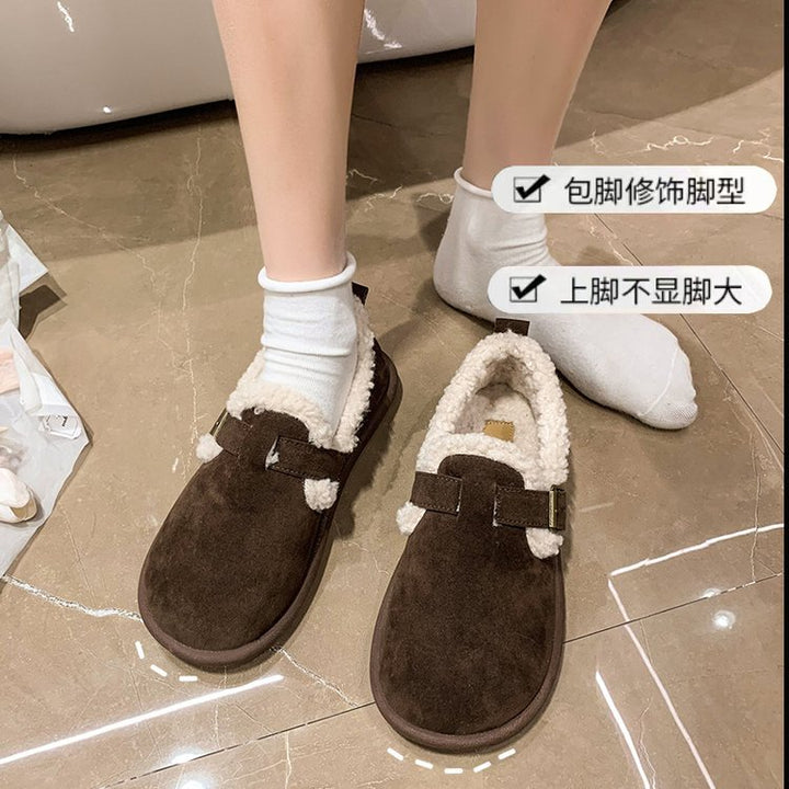 Damen Gefütterte Wildleder‑Optik Hausschuhe-Mules mit Teddyfutter und verstellbarem Riemen – Lioré