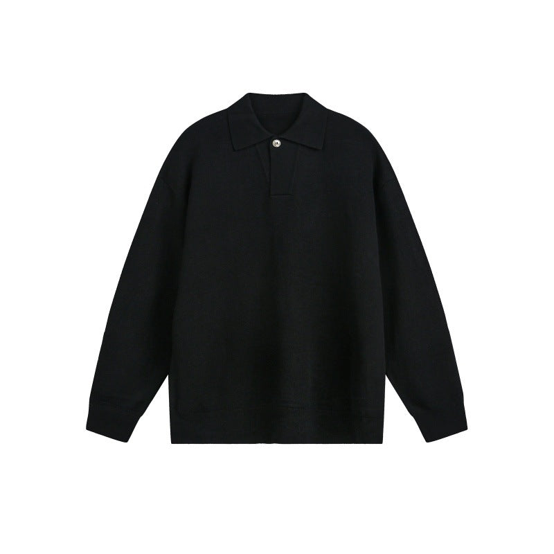 Herren Lockerer Strick-Polo-Pullover mit Knopfblende und Oversize-Schnitt Echoarchiv