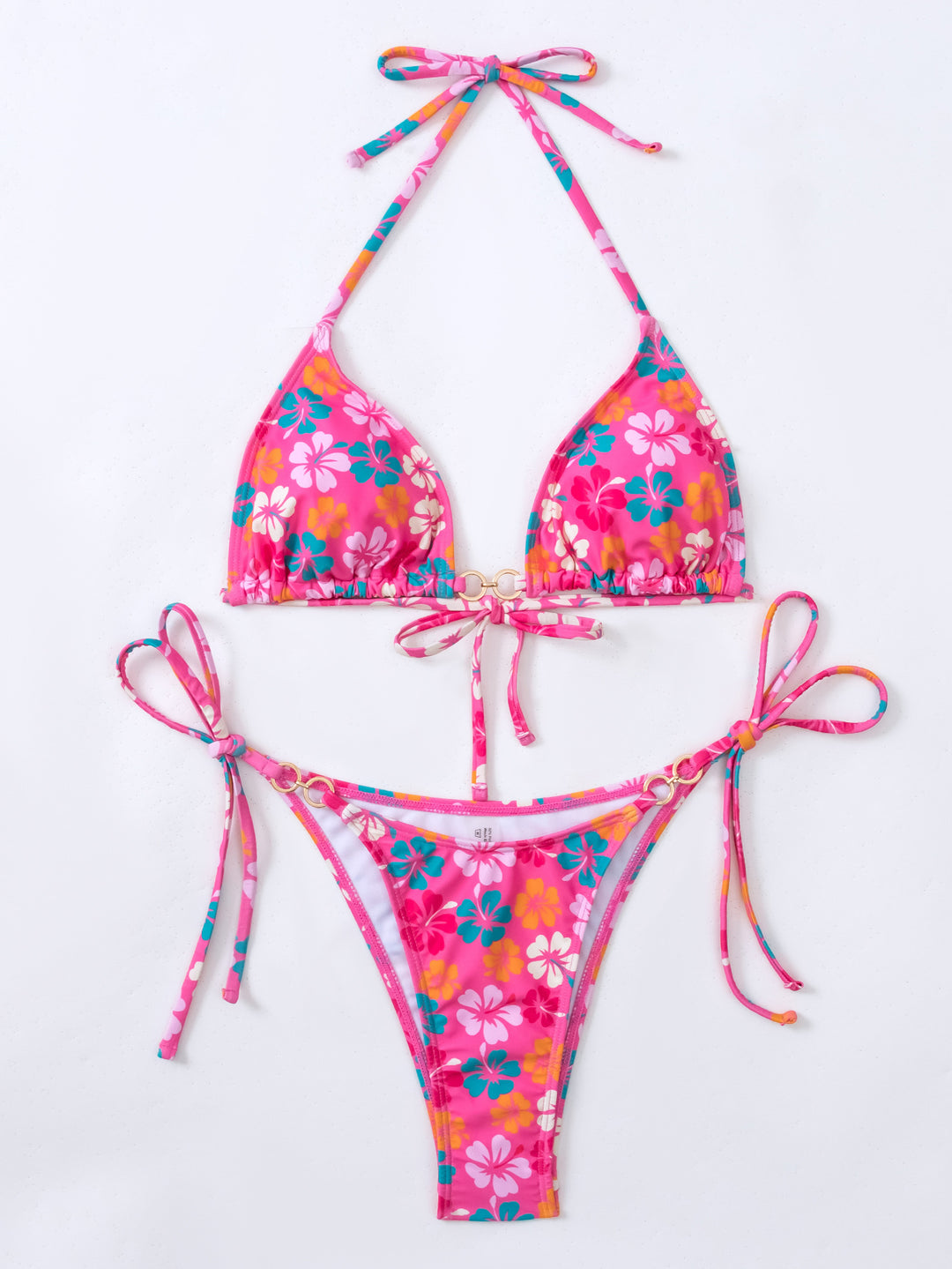 Damen Triangel-Bikini mit floralem Print und verstellbaren Schnüren Echo Archiv