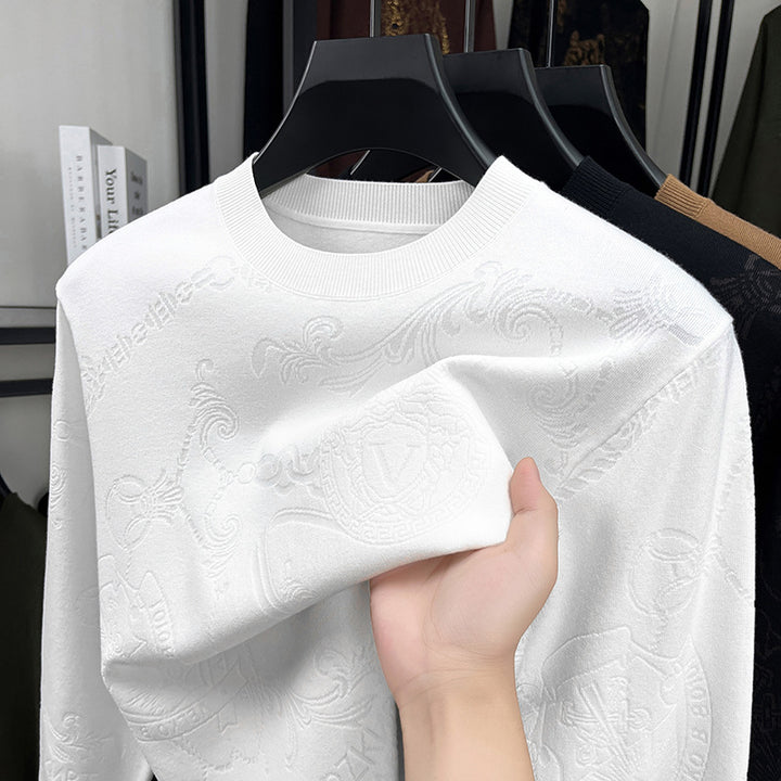 Herren hochwertiger Strickpullover mit 3D-Logo-Dessin Echoarchiv