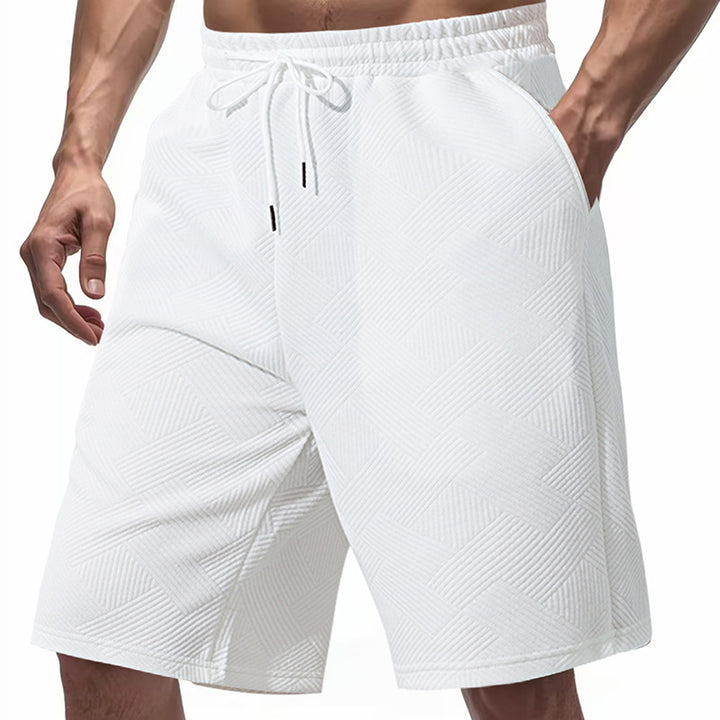 Herren nan knielange Textur-Badeshort mit elastischem Kordelbund und seitlichen Eingrifftaschen Echo Archiv