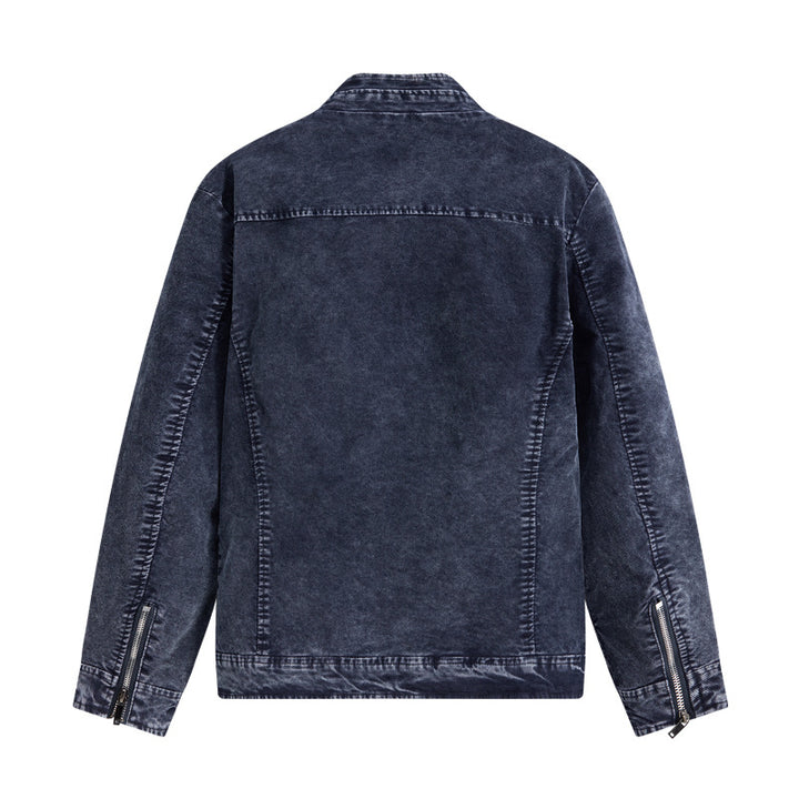 Herren Modische Jeansjacke mit praktischen Reißverschlusstaschen Echoarchiv