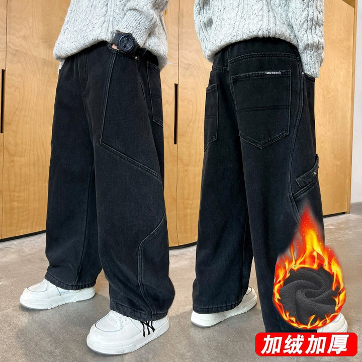 Unisex weite Cargo-Jeans mit kreativen Nähten Echo Archiv