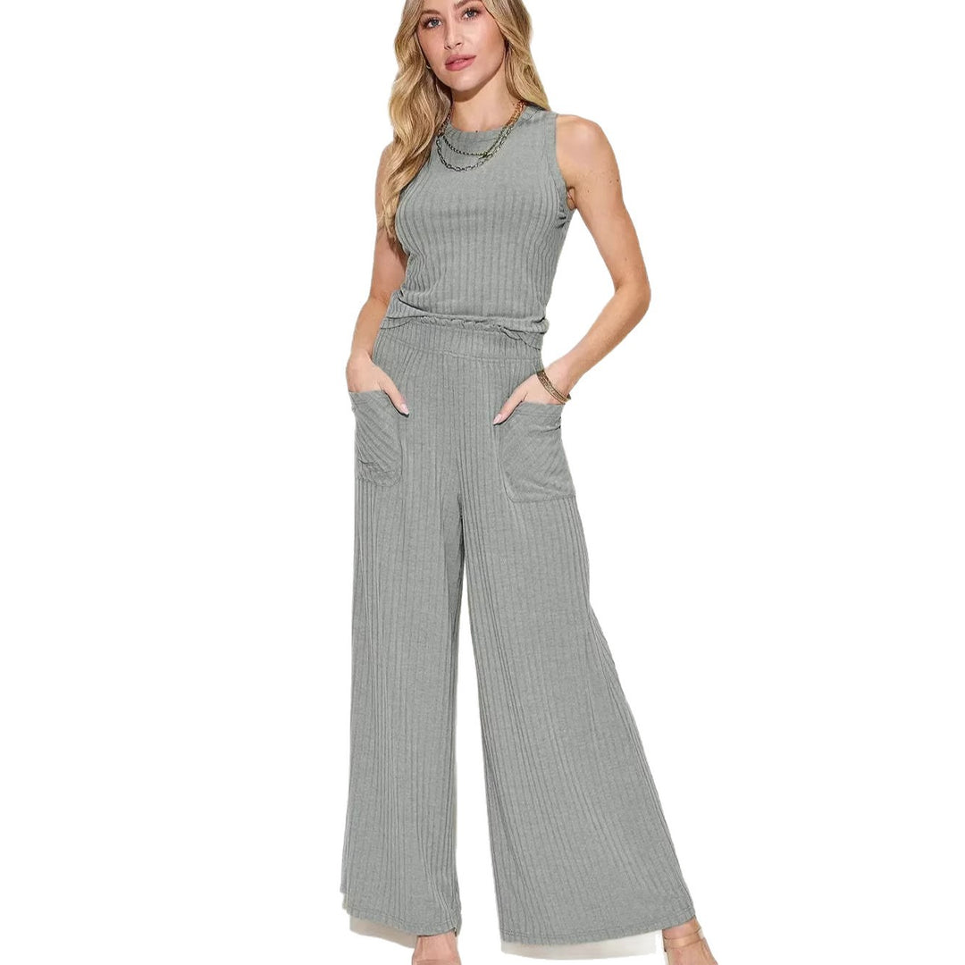Damen lässiger Overall mit weitem Bein und praktischen Taschen Echo Archiv