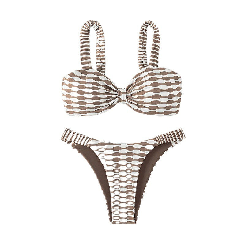 Damen Bandeau-Bikini mit einzigartigem Muster und verstellbaren Trägern Echo Archiv