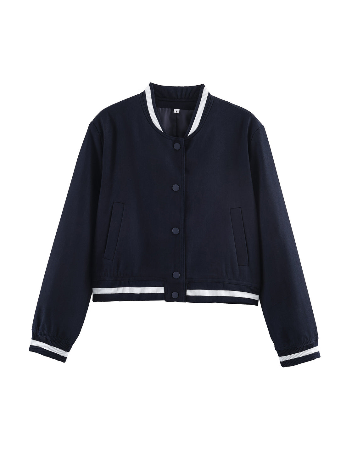 Damen Varsity‑Bomberjacke im Cropped‑Boxy‑Schnitt mit gestreiften Rippbündchen Echoarchiv