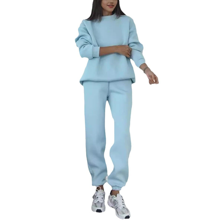 Damen nan minimalistisches Cozy-Set aus schwerer French‑Terry mit weitem Rundhals-Pullover und gerader Jogginghose Echo Archiv