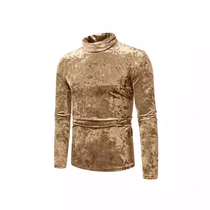 Herren Eleganter Rollkragenpullover aus weichem Samtstoff Echoarchiv