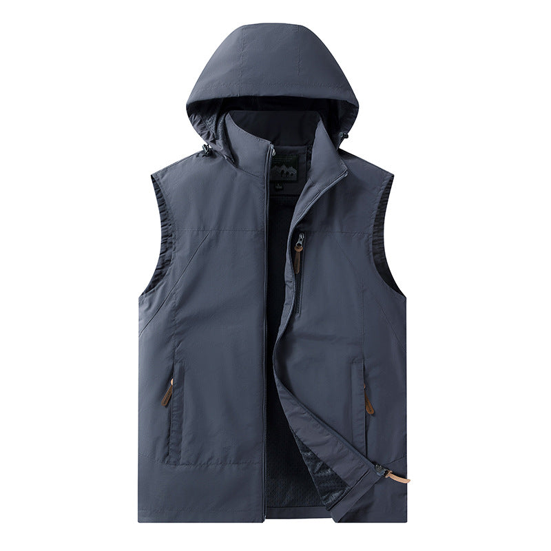 Herren Leichte outdoor‑Weste mit Kapuze, atmungsaktivem Meshfutter und wasserabweisender Shell Echo Archiv