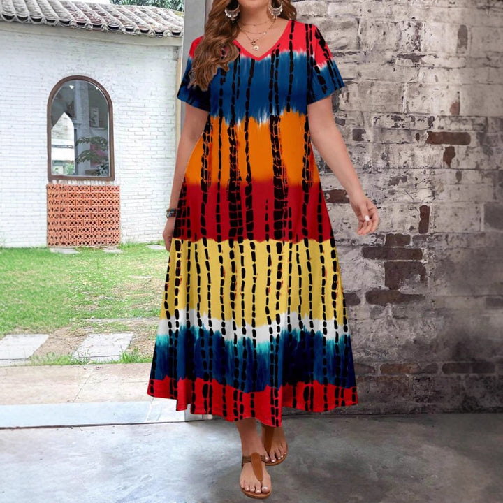 Damen Maxikleid mit modernem Farbverlauf und grafischem Muster Echo Archiv