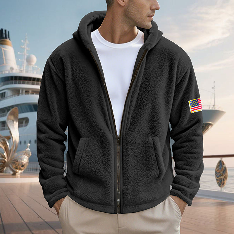 Herren gemütlicher Kapuzenpullover aus weichem Fleece mit bequemem Schnitt Echoarchiv