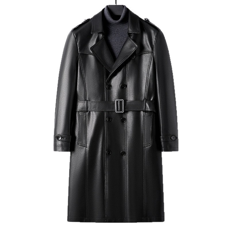 Herren Moderner Kunstleder Trenchcoat Echo Archiv