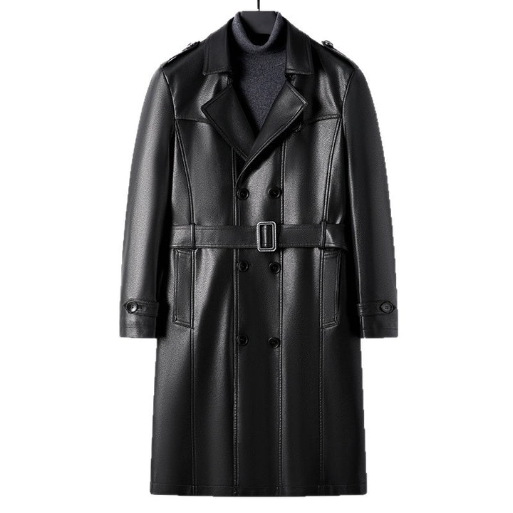 Herren Moderner Kunstleder Trenchcoat Echo Archiv
