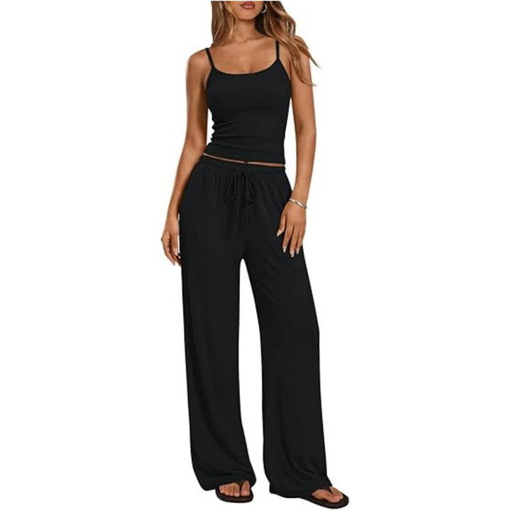 Damen Loungewear-Set aus weichem Viskose-Mix mit Spaghettiträgertop und weiter Jersey-Hose Echo Archiv