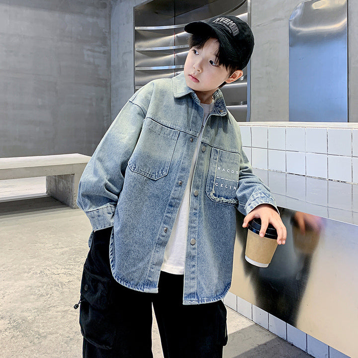 Unisex moderne Denim-Hemdjacke Echo Archiv