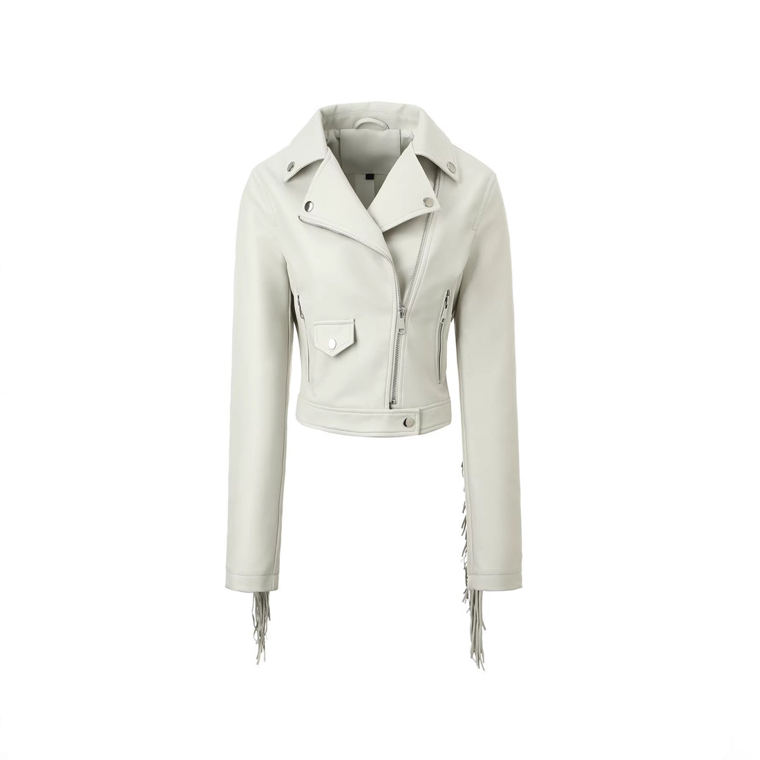 Damen Modische Cropped Bikerjacke – Célinea