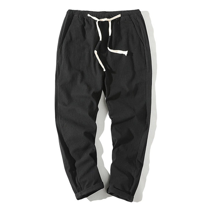 Herren nan leichte Leinenhose mit elastischem Bund und Kordelzug, tapered Schnitt und aufrollbarem Saum Echo Archiv