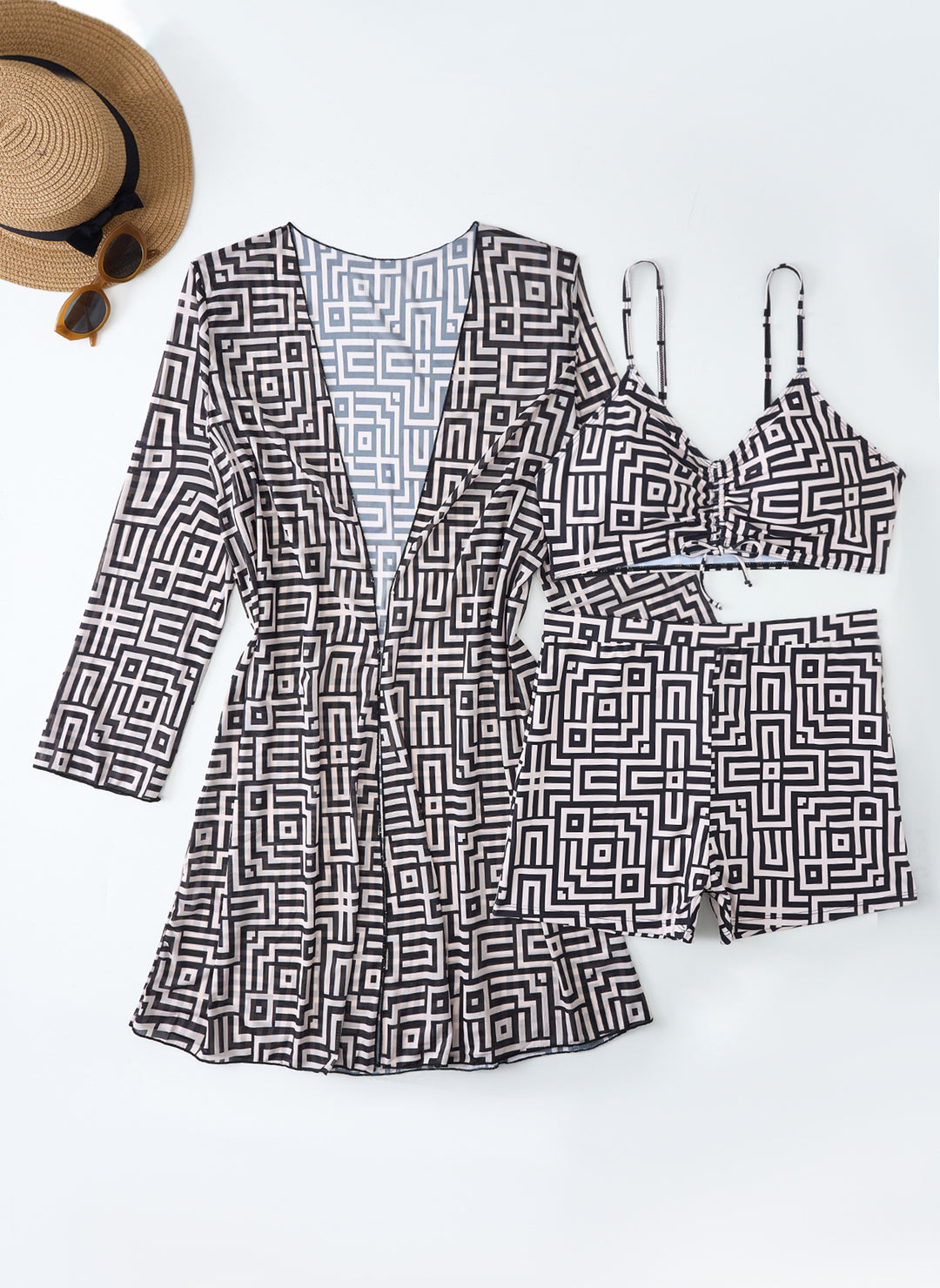 Damen Bademode-Set mit stylischem Kimono und Shorts Echo Archiv