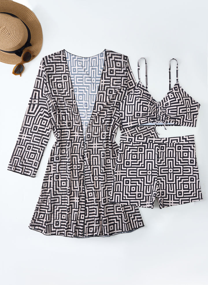 Damen Bademode-Set mit stylischem Kimono und Shorts Echo Archiv