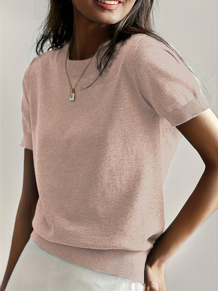 Damen Feinstrickpullover mit Kurzarmiger Silhouette und Weich Fließendem Material Echoarchiv