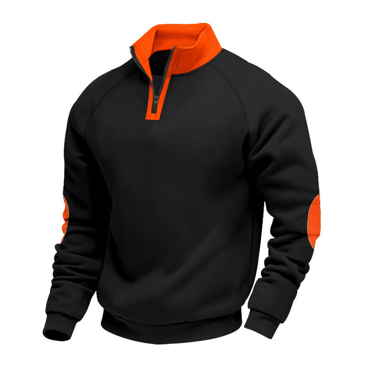 Herren Sweatshirt mit halbem Reißverschluss und kontrastierenden Ärmeln Echoarchiv