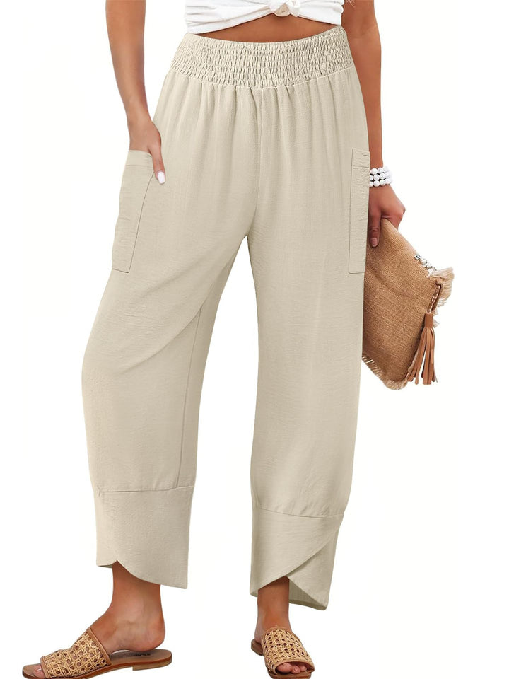 Damen Weite Sommerhose mit elastischem Bund und praktischen Taschen Echo Archiv