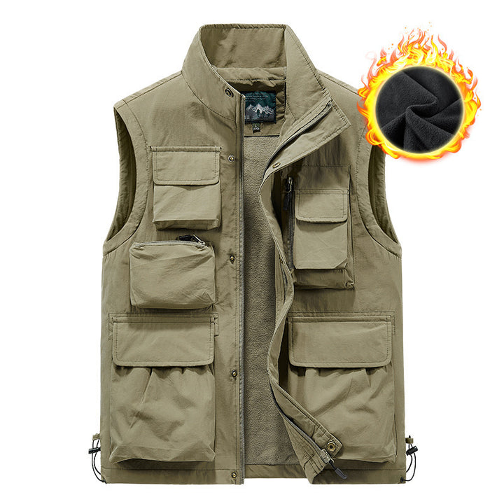 Herren wattierte Multifunktions-Taschenweste mit Fleece-Innenfutter und Stehkragen Echo Archiv