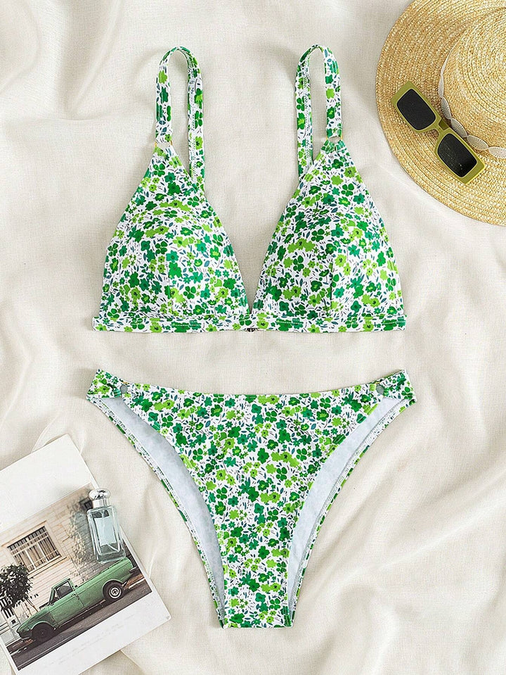 Damen Triangel-Bikini mit romantischem Blumenmuster Echo Archiv
