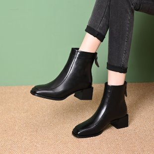Damen Elegante Stiefeletten mit Blockabsatz und Reißverschluss – Varelle